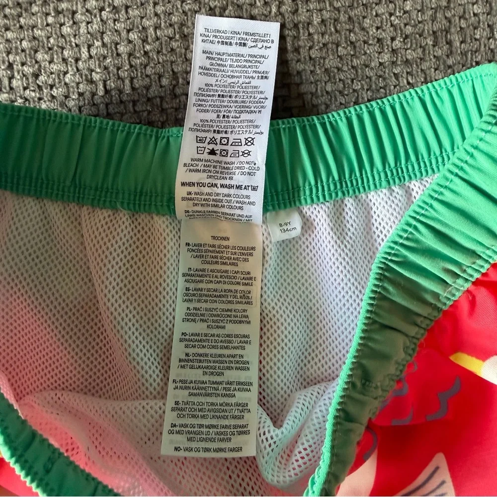 Mini Boden Boys Red Seagull Print Swim Shorts Trunks 8-9Y Beach Swimming Summer